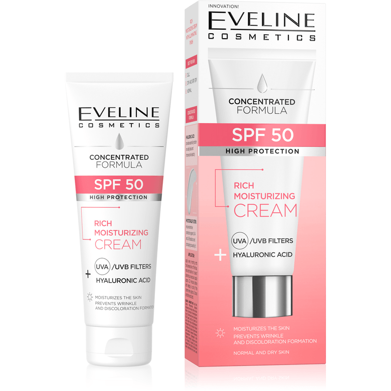 Eveline Cosmetics Crema de fata Hidratanta SPF50 + Acid Hyaluronic