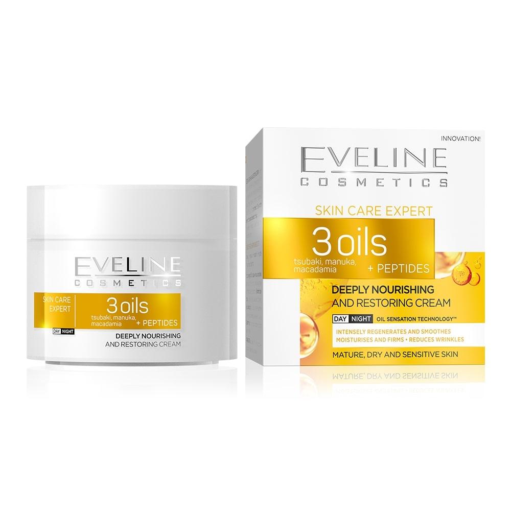 Crema regeneranta Skin Care Expert 3 Oils Deeply Nourishing and Restoring Day and Night Cream | Eveline Cosmetics