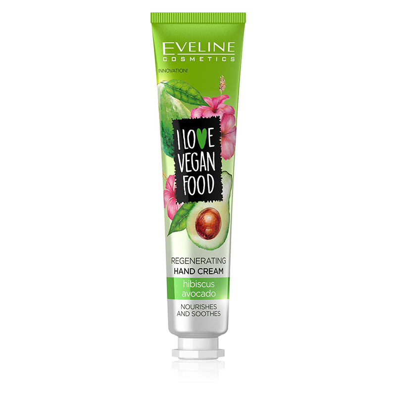 Cremă de mâini cu avocado I Love Vegan Food Hibiscus & Avocado | Eveline Cosmetics