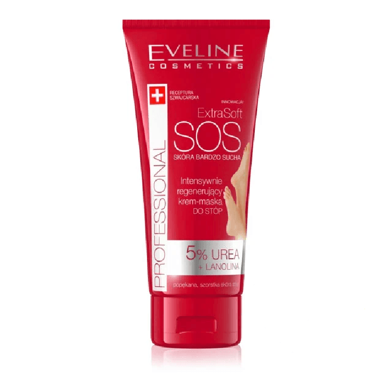 Cremă-masca regeneranta pentru picioare ExtraSoft SOS 5% uree si lanolină | Eveline Cosmetics