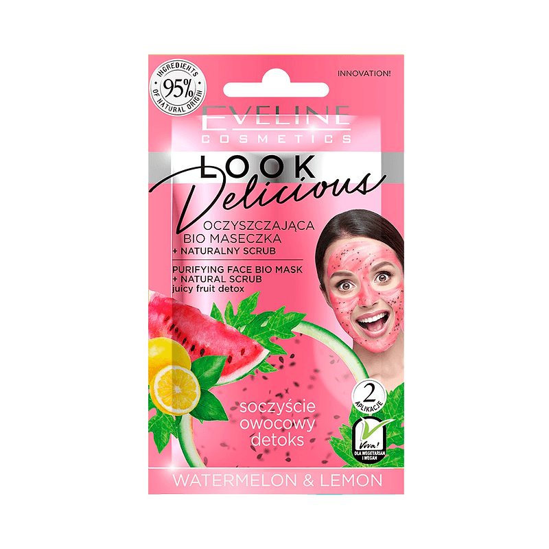 Mască bio purificatoare pentru față - Look Delicious Purifying Bio Face Mask with Watermelon & Lemon | Eveline Cosmetics