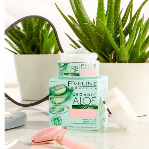 Crema-gel de fata hidratanta si calmanta Eveline Organic Aloe + Collagen Crema-gel de fata hidratanta si calmanta Eveline Organic Aloe + Collagen