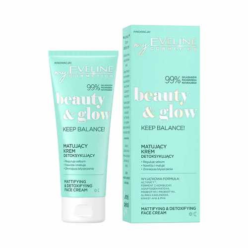 Crema matifianta si detoxifianta Beauty & Glow Mattifying & Detoxifying Face Cream | Eveline Cosmetics