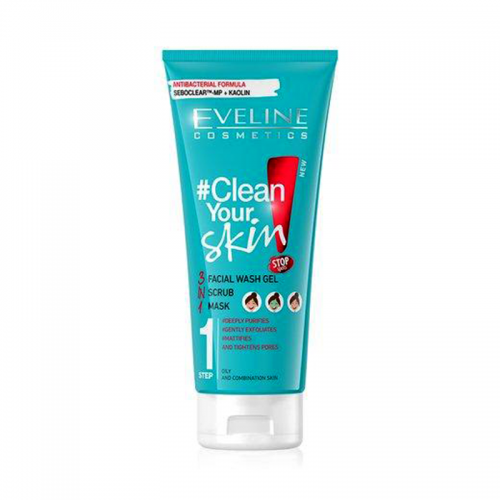 Gel de curatare faciala, scrub si masca 3 in 1, Clean Your Skin - Eveline Cosmetics