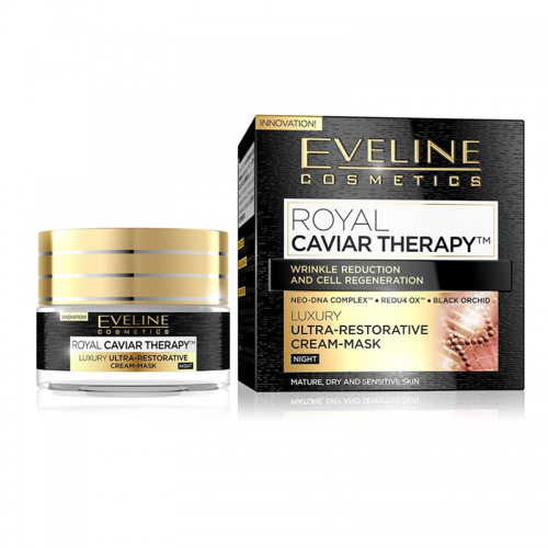 Crema-masca de noapte Eveline - Royal Caviar Therapy Ultra Restorative Night Cream-Mask