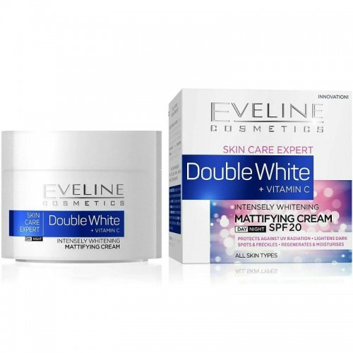 Crema este testata dermatologic si pentru toate tipurile de piele Eveline Cosmetics Double White + Vitamin C SPF20 Crema este testata dermatologic si pentru toate tipurile de piele Eveline Cosmetics Double White + Vitamin C SPF20