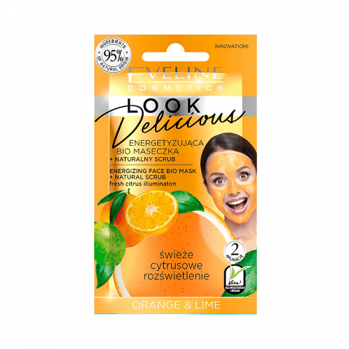 Mască bio energizanta pentru fata - Eveline Look Delicious Energizing Bio Face Mask with Orange & Lime | Eveline Cosmetics